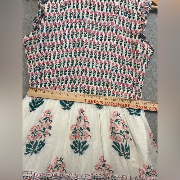 Oliphant Smocked Sleeveless Ruffle Neck Midi Maxi Block Print Dress Tuckernuck - Picture 9 of 15